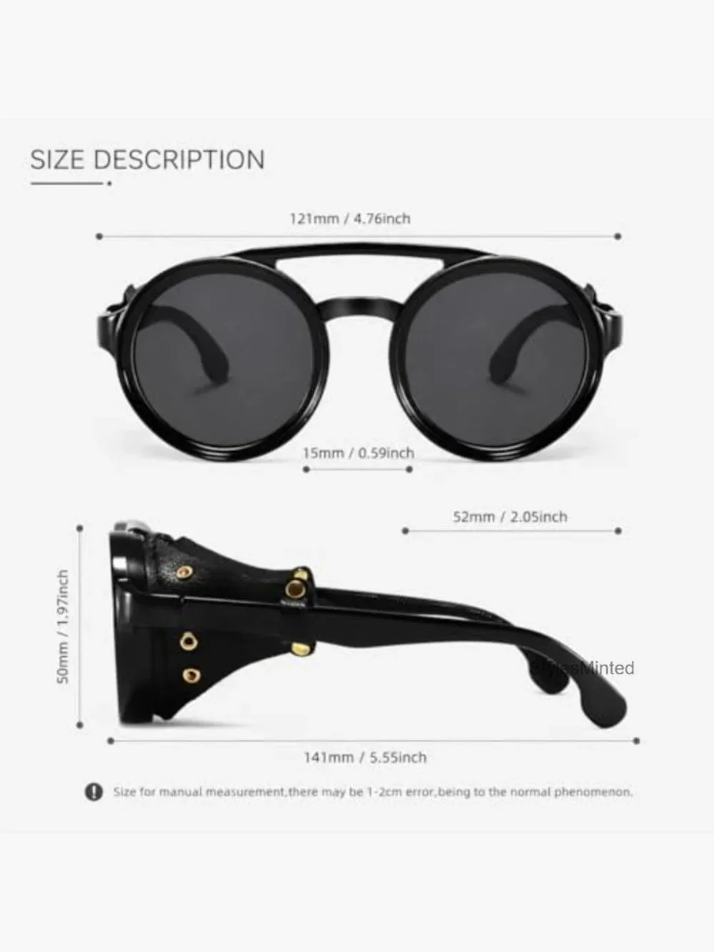 Round Steampunk Sunglasses UV400 Retro Shield Glasses Unisex